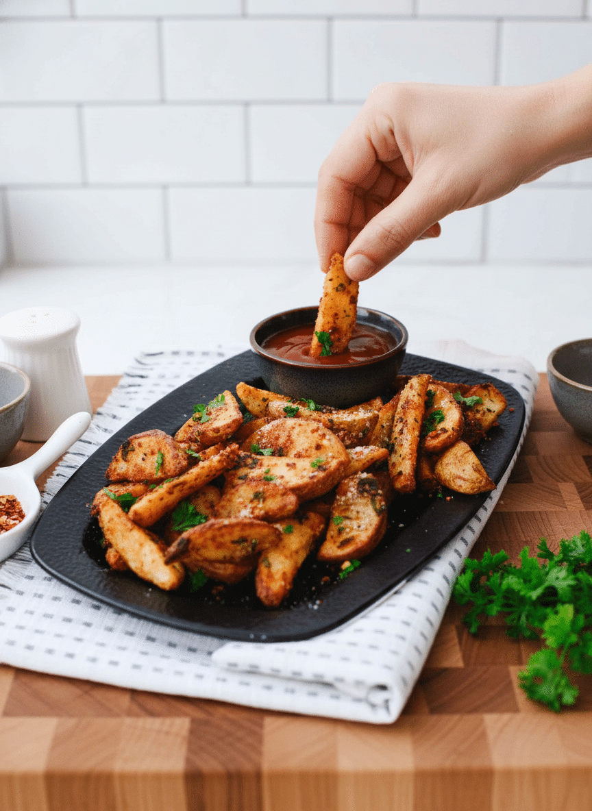 Air Fryer Potato Wedges final dish beautifully presented and ready to serve
