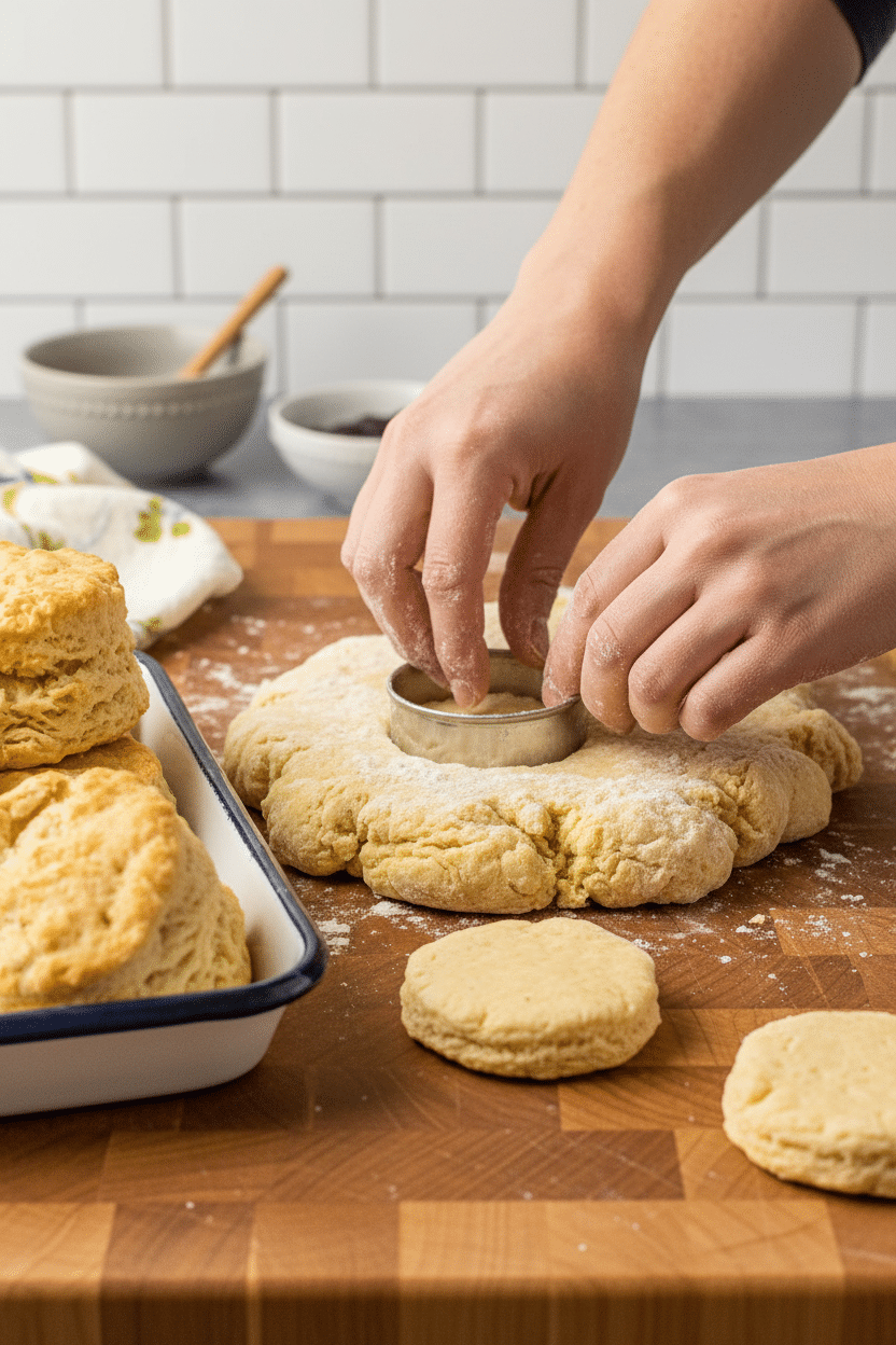 Southern Buttermilk Biscuits slice on plate showing perfect texture and swirl pattern