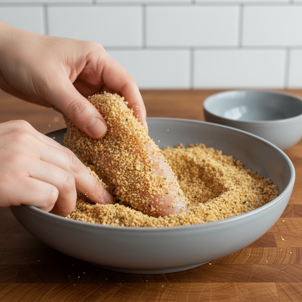 Air Fryer Chicken Tenders slice on plate showing perfect texture and swirl pattern