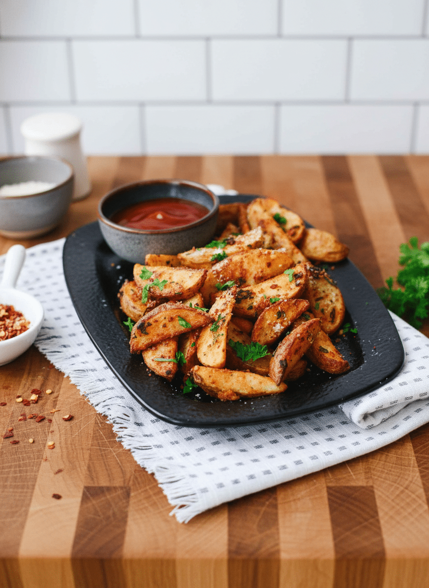 Air Fryer Potato Wedges final dish beautifully presented and ready to serve