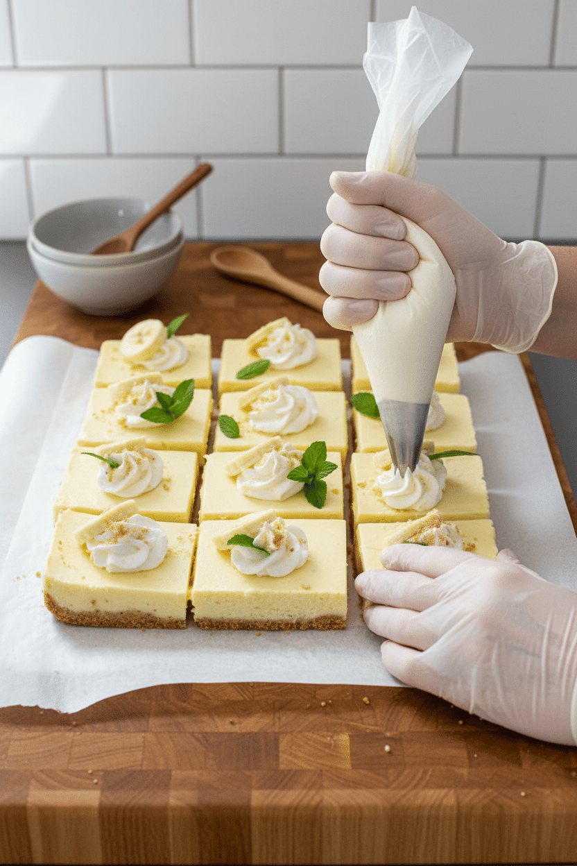 Banana Pudding Bars slice on plate showing perfect texture and swirl pattern