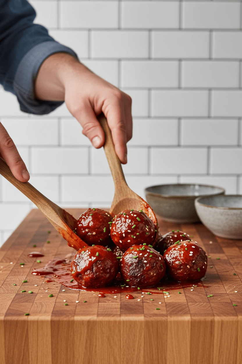 Korean Bbq Meatballs slice on plate showing perfect texture and swirl pattern