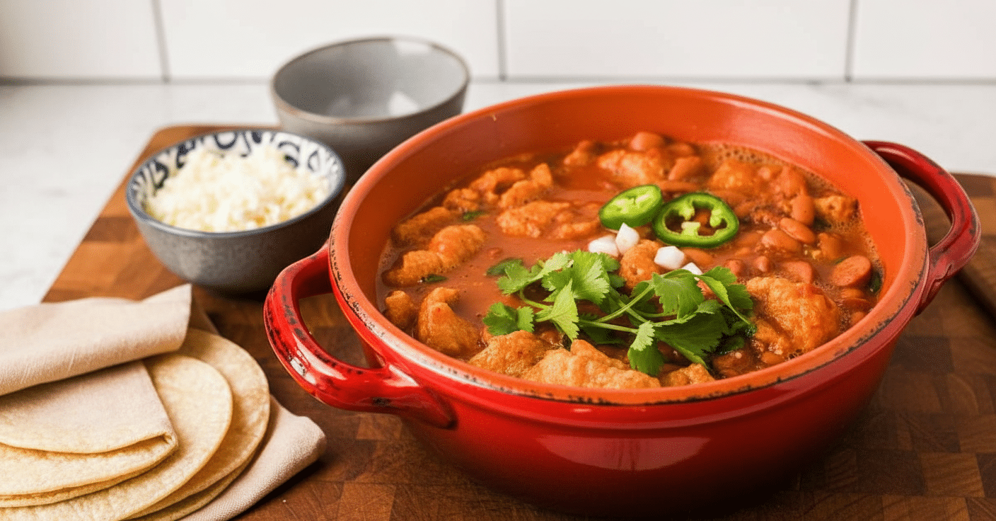 Frijoles Charros final dish beautifully presented and ready to serve