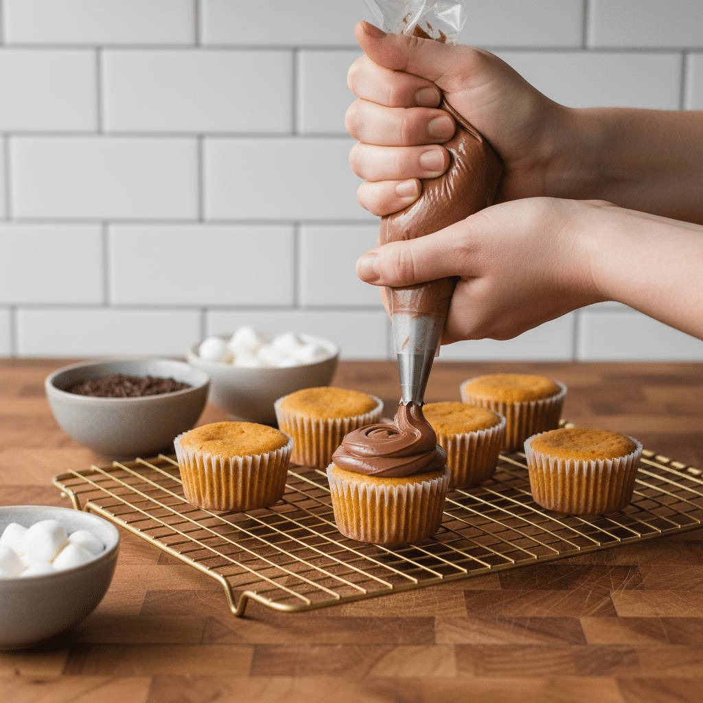 Mini Pumpkin Smores Cheesecakes slice on plate showing perfect texture and swirl pattern