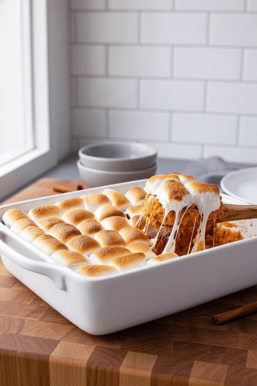 Sweet Potato Casserole final dish beautifully presented and ready to serve