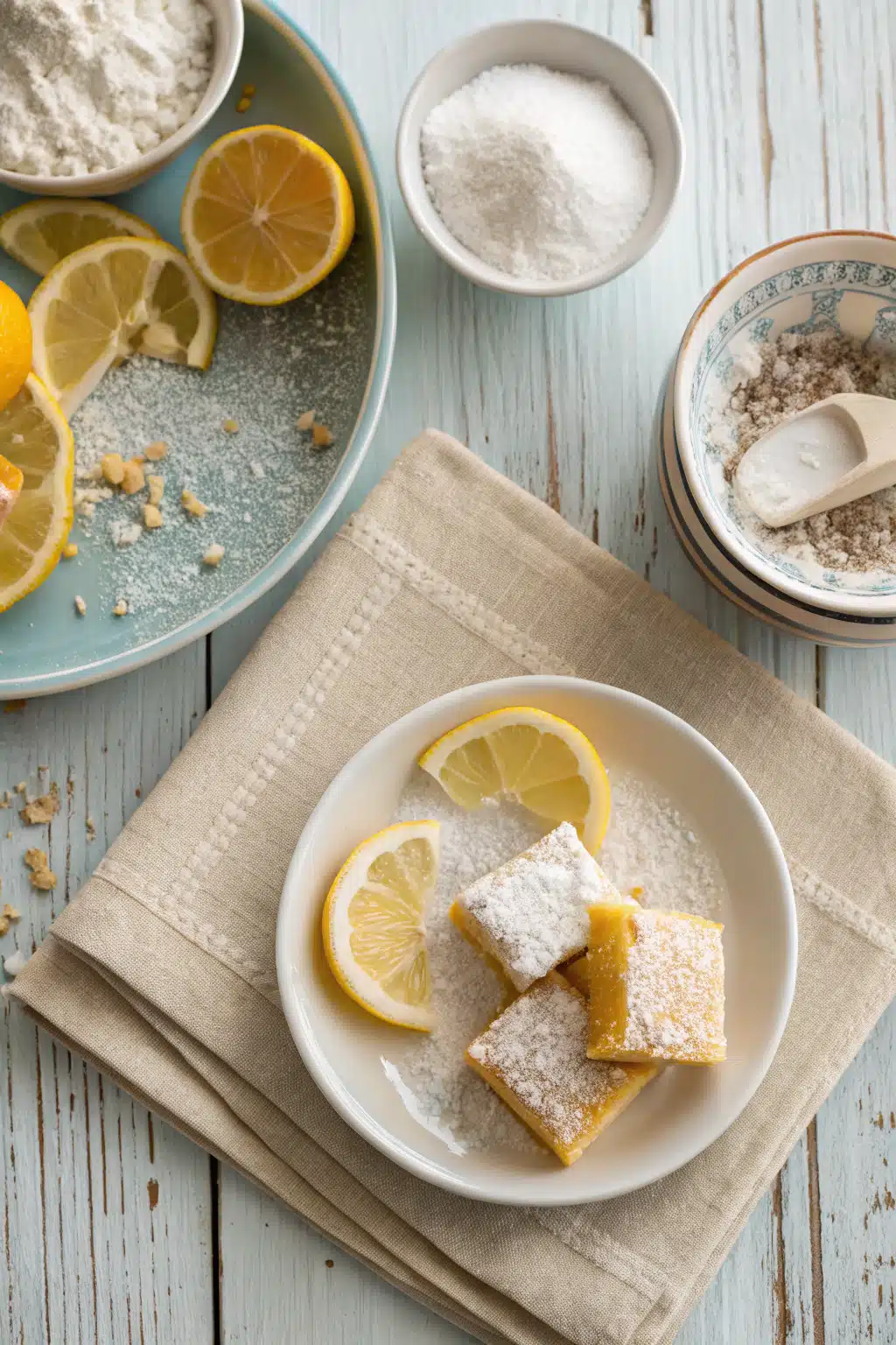 2 Ingredient Lemon Bars beautifully presented from an overhead angle