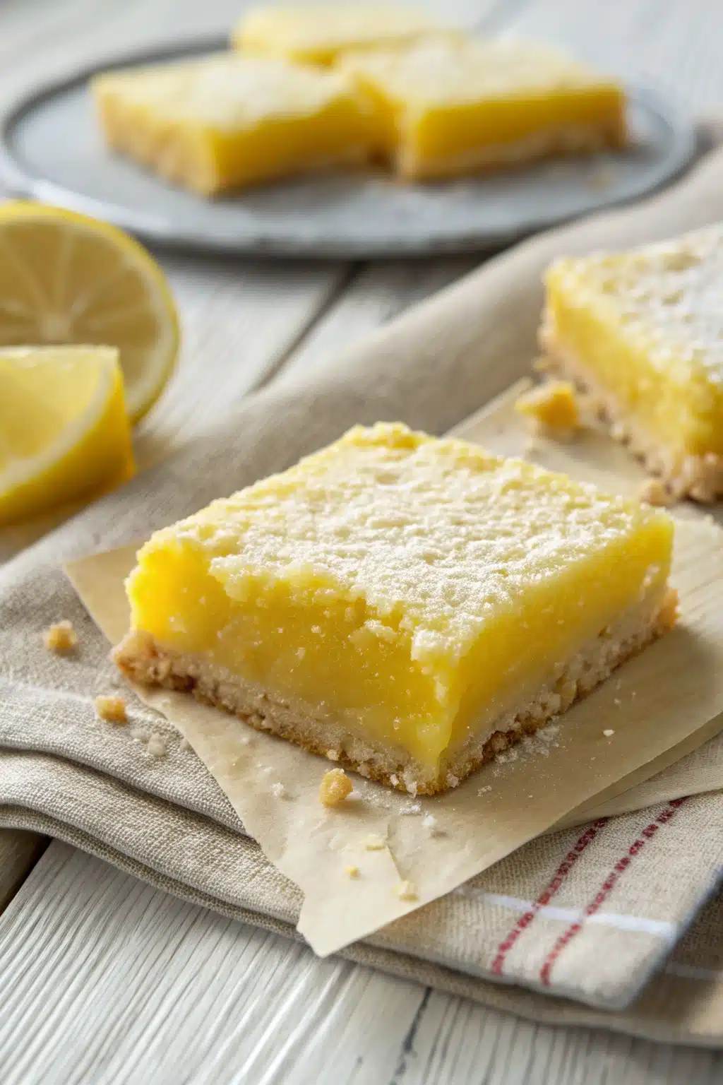 2 Ingredient Lemon Bars slice on plate showing perfect texture and swirl pattern