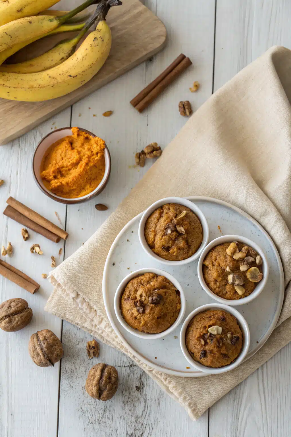Banana Pumpkin Bread beautifully presented from an overhead angle