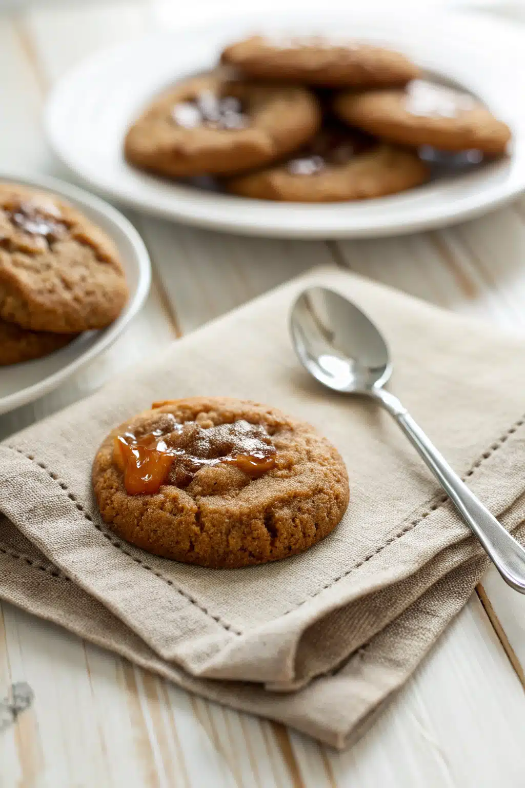 Salted Caramel Cookies ingredients organized and measured on kitchen counter