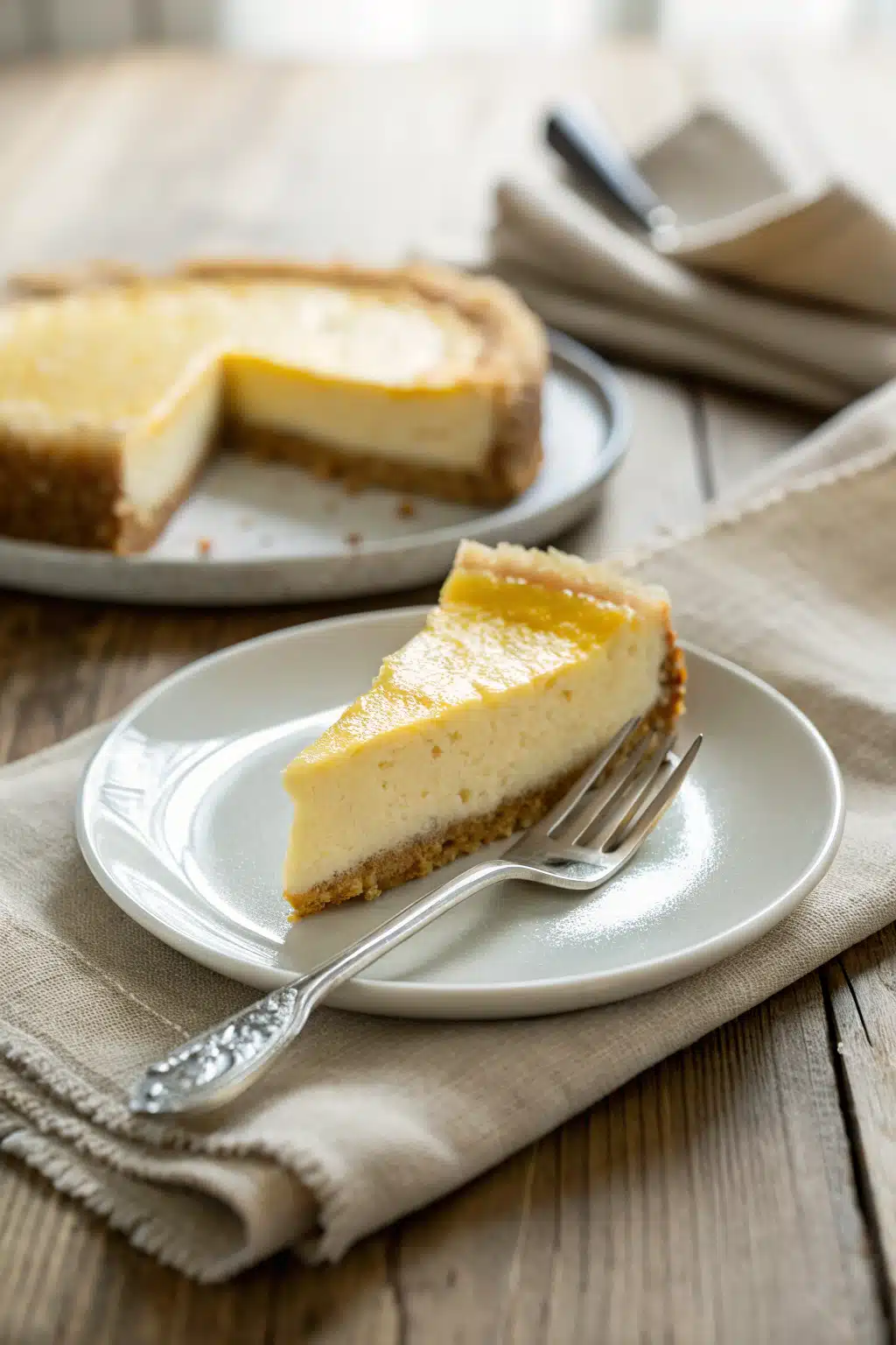 Lemon Cheesecake Recipe ingredients organized and measured on kitchen counter