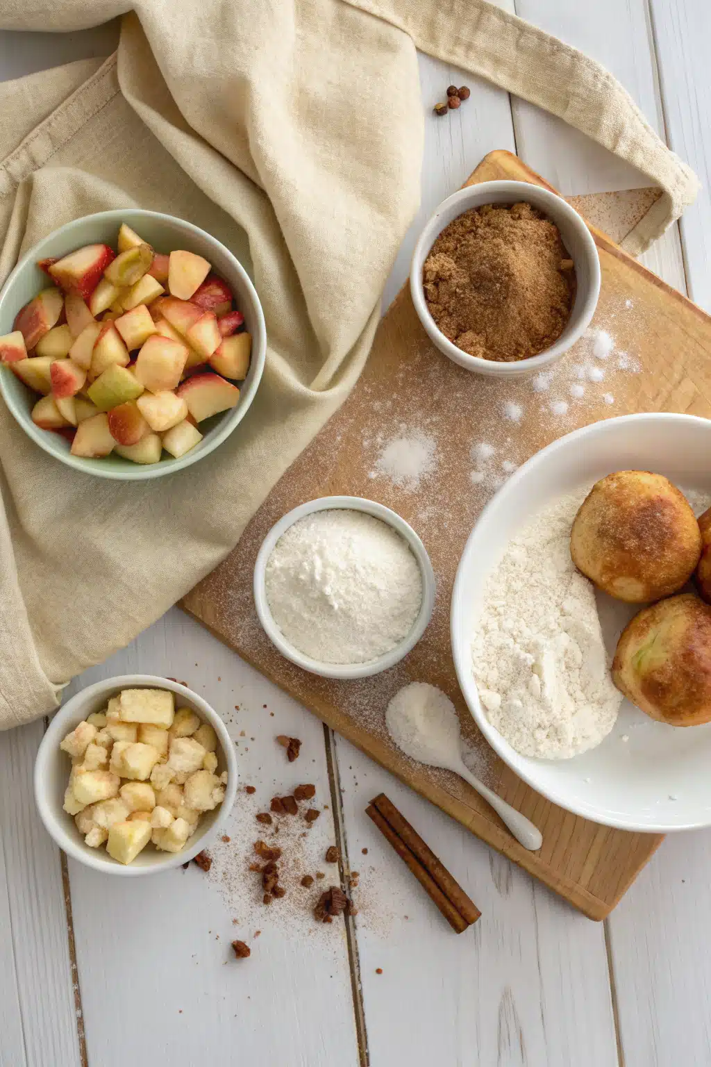 Air Fryer Apple Pie Bombs beautifully presented from an overhead angle
