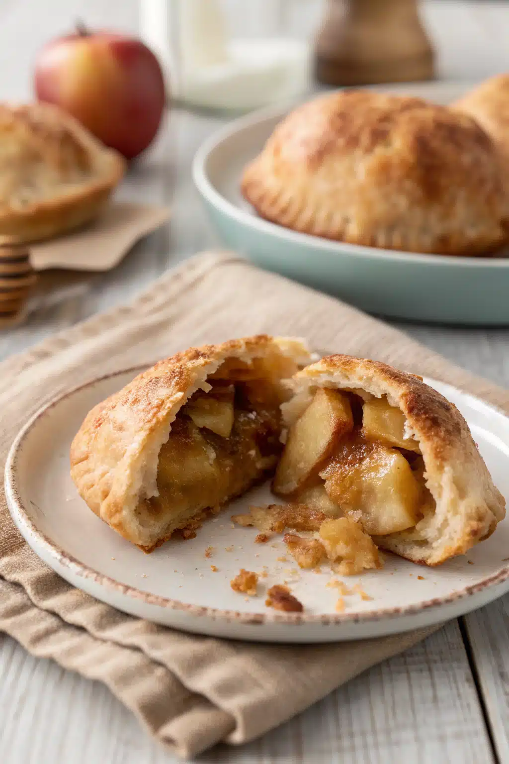 Air Fryer Apple Pie Bombs slice on plate showing perfect texture and swirl pattern