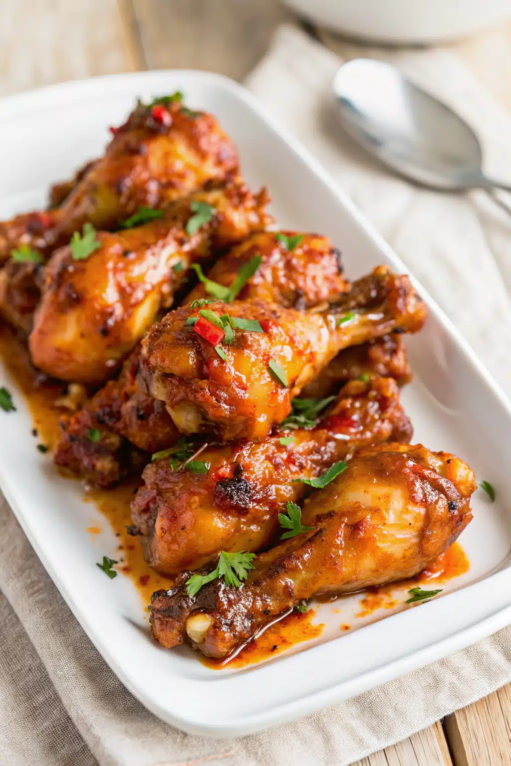 Air Fryer Chicken Drumsticks ingredients organized and measured on kitchen counter