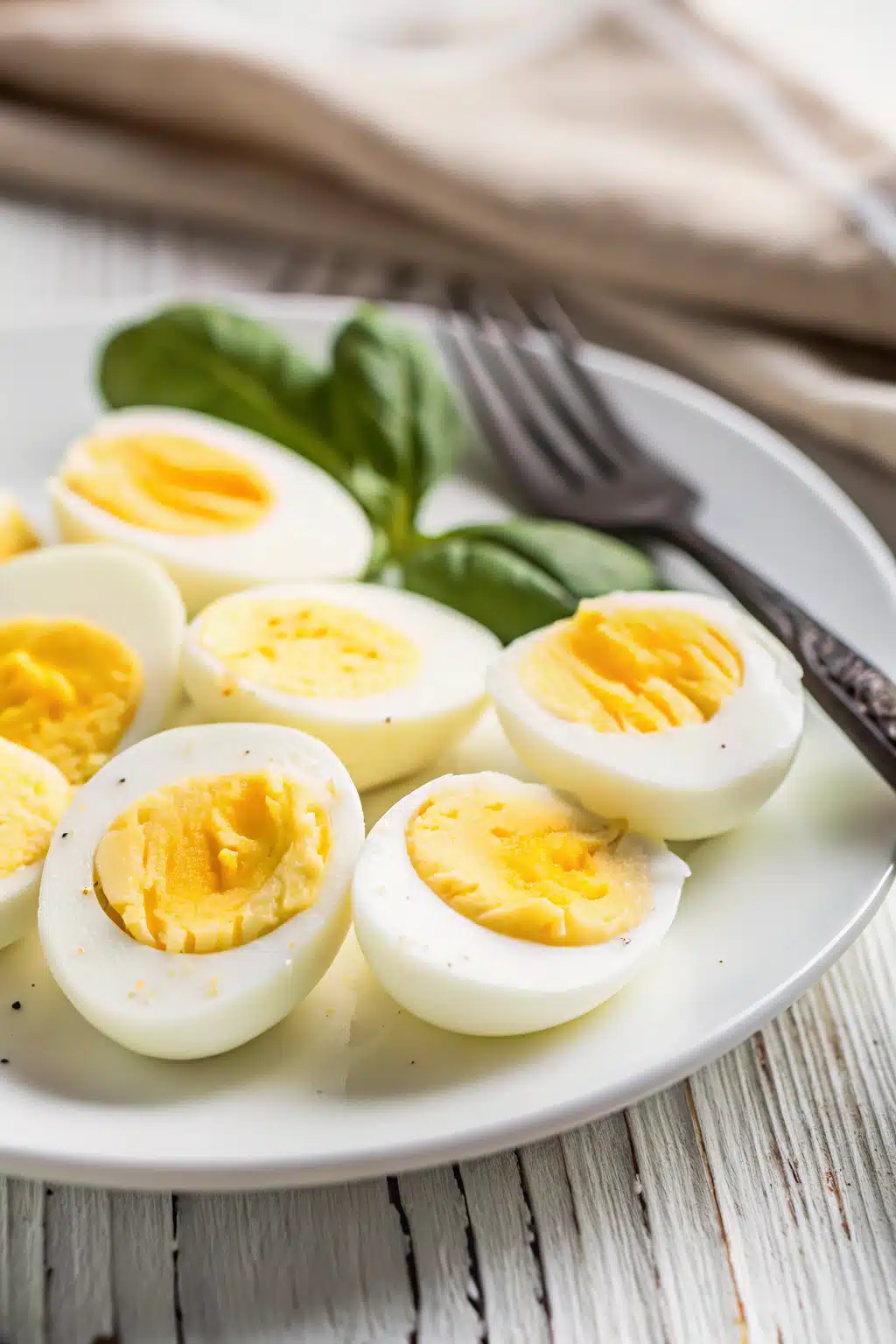 Air Fryer Boiled Eggs ingredients organized and measured on kitchen counter
