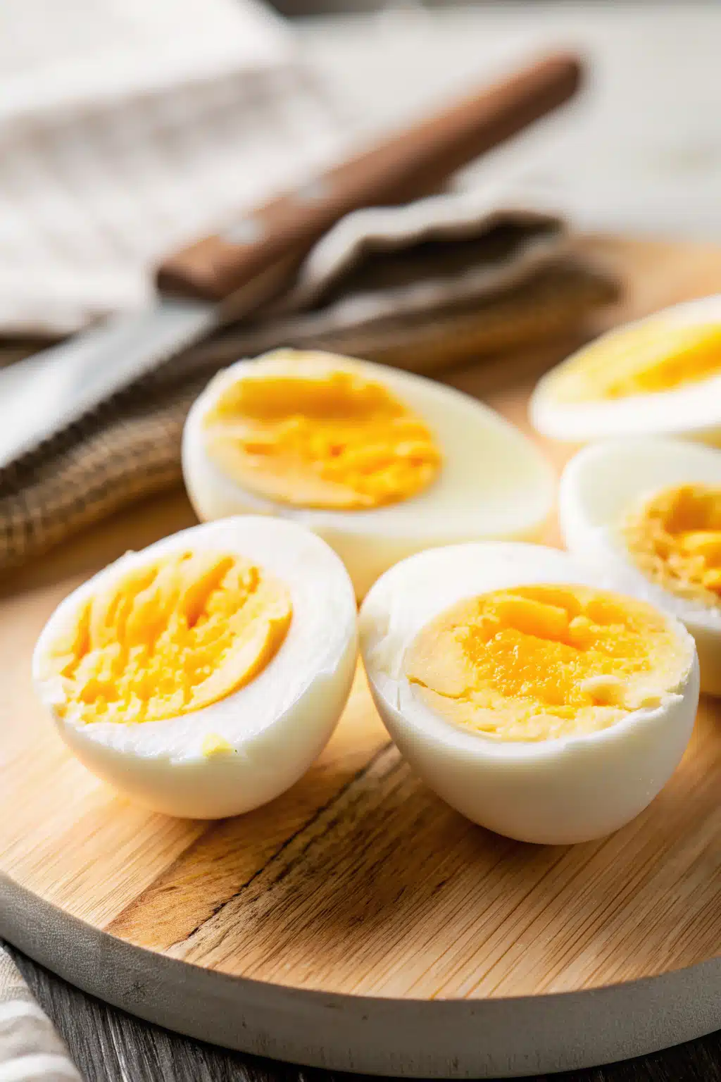 Air Fryer Boiled Eggs slice on plate showing perfect texture and swirl pattern
