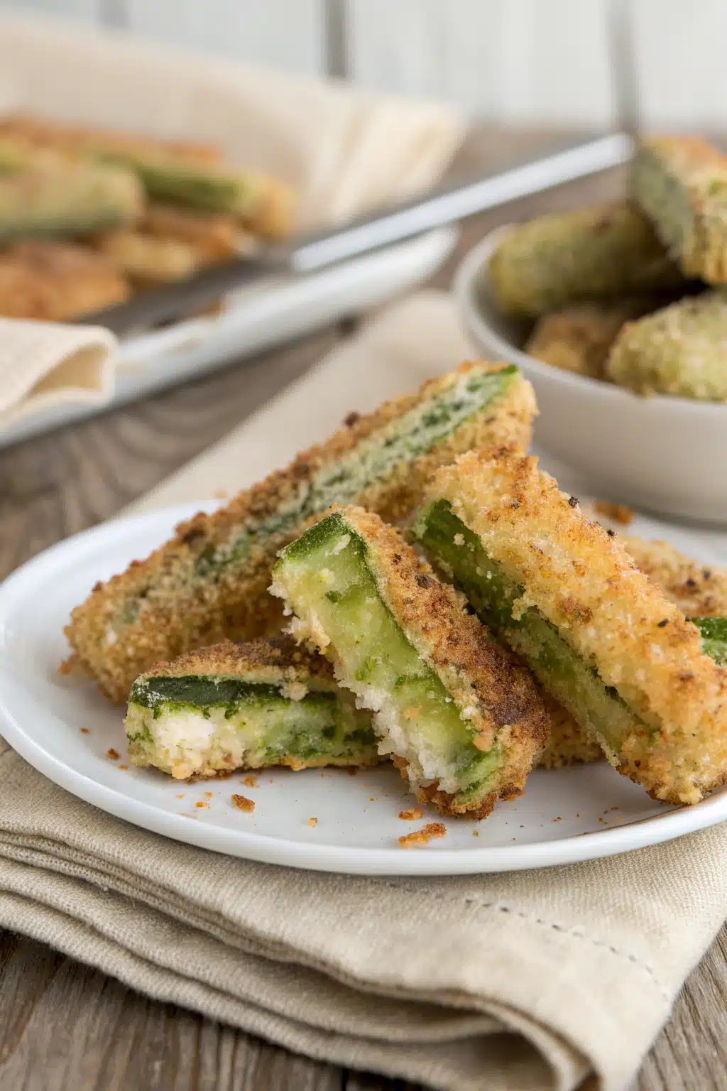 Zucchini Fries slice on plate showing perfect texture and swirl pattern