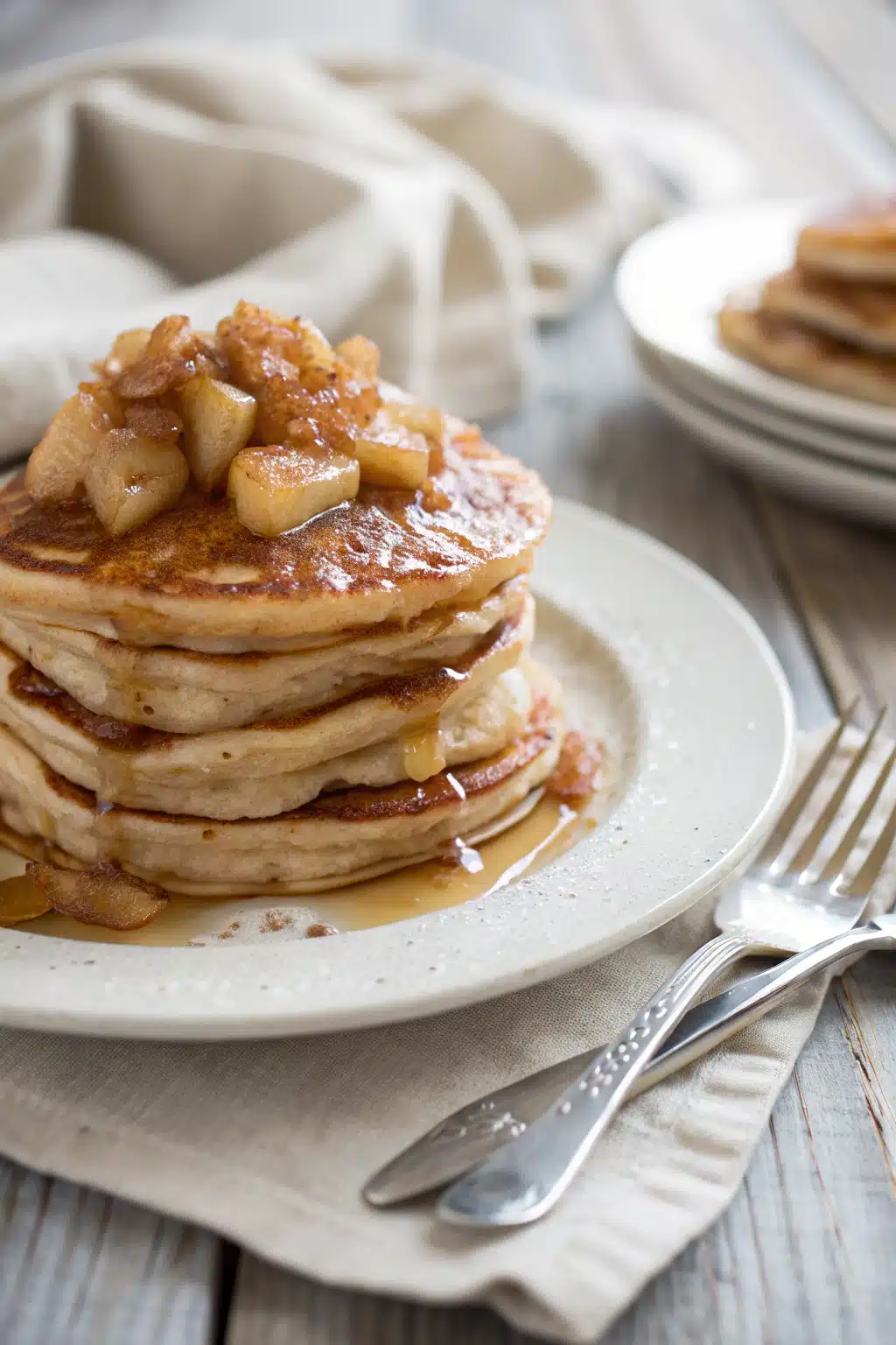 Easy Apple Pancakes ingredients organized and measured on kitchen counter