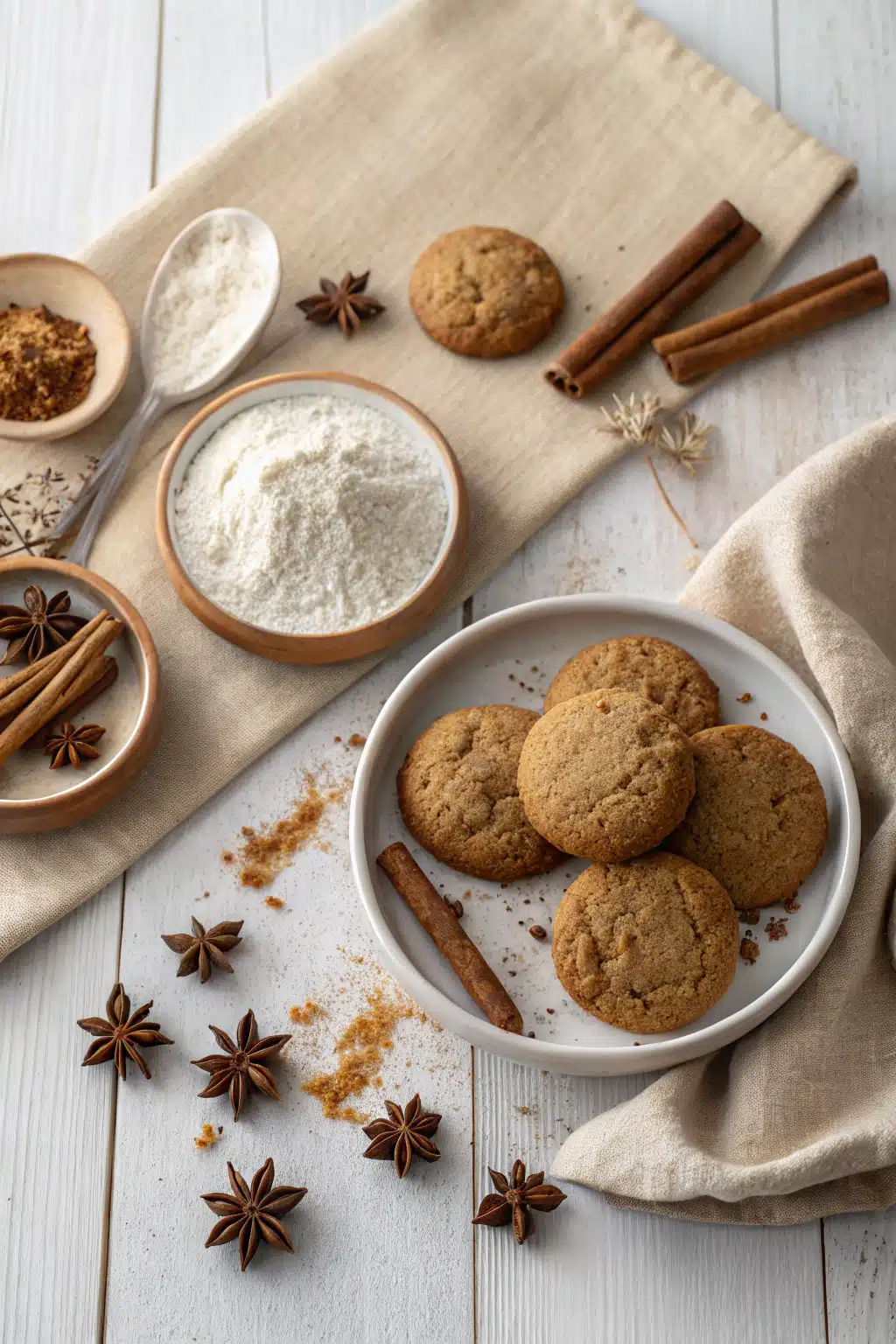Autumn Spice Cookies beautifully presented from an overhead angle