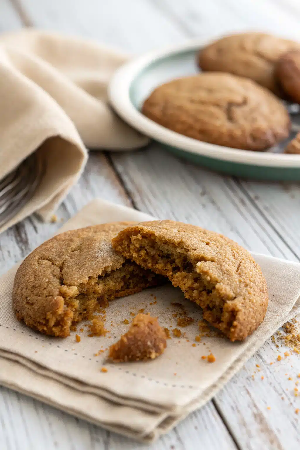 Autumn Spice Cookies slice on plate showing perfect texture and swirl pattern