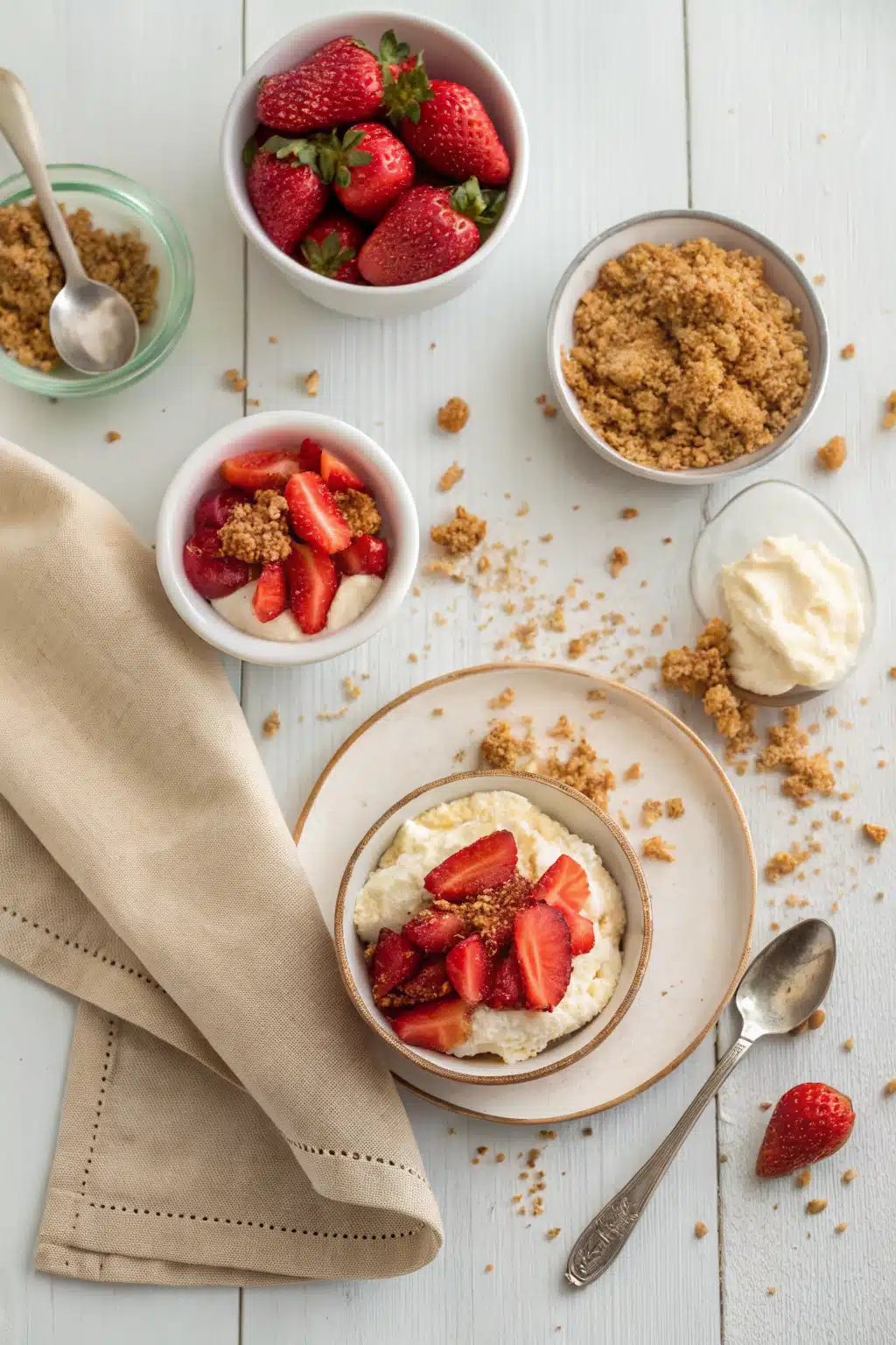 No Bake Cheesecake beautifully presented from an overhead angle