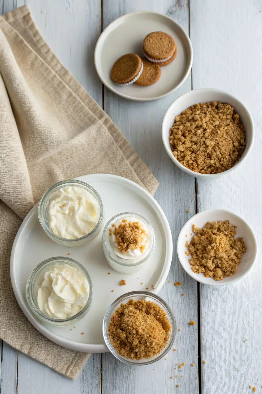 No Bake Cheesecake beautifully presented from an overhead angle