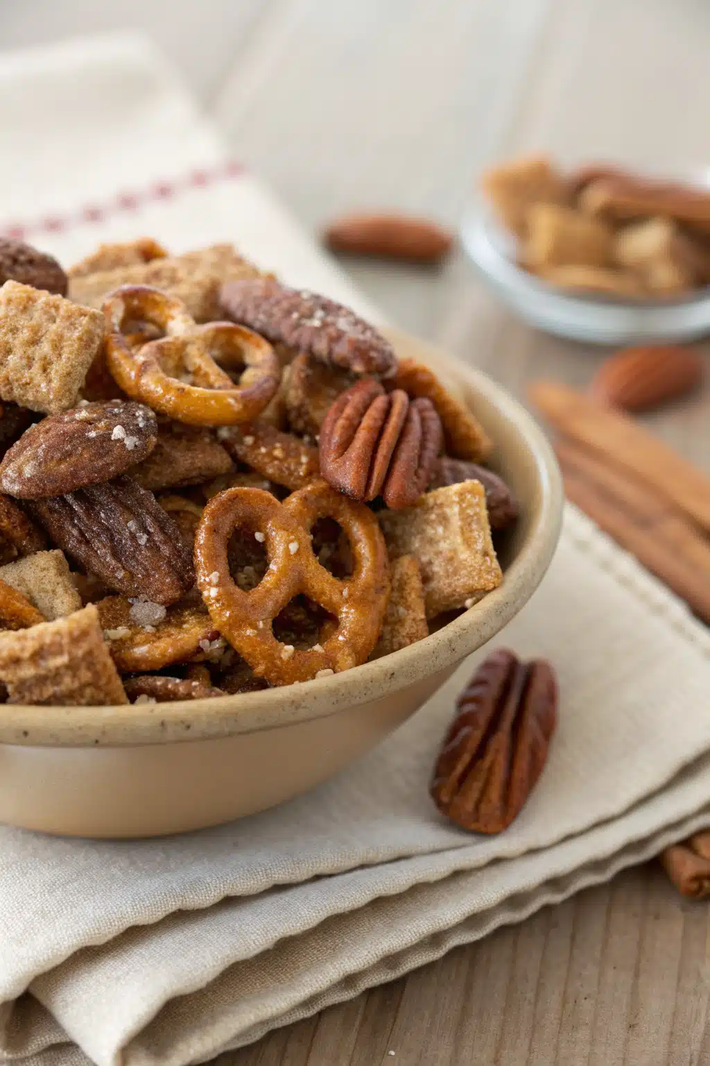 Autumn Spice Snack Mix slice on plate showing perfect texture and swirl pattern