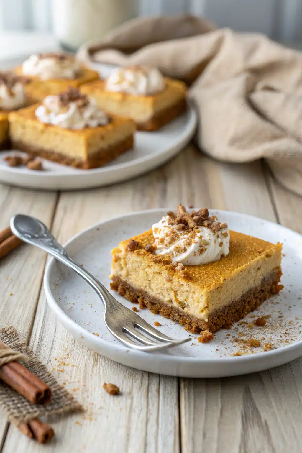 Easy Pumpkin Cheesecake Bars ingredients organized and measured on kitchen counter