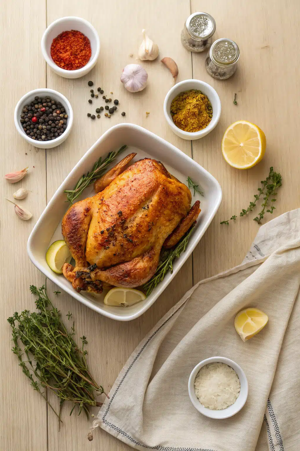 Baked Chicken Breast beautifully presented from an overhead angle