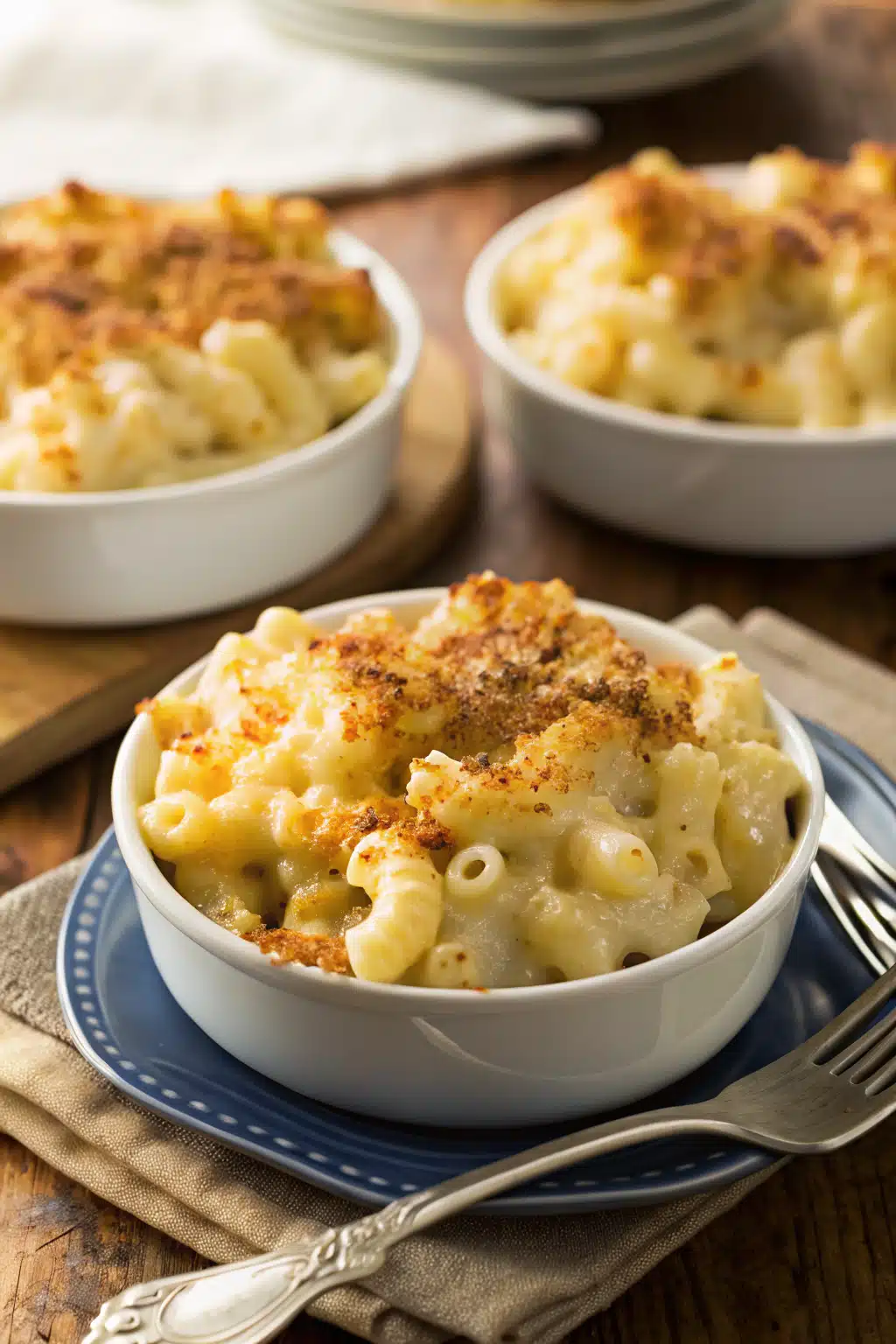 Baked Mac And Cheese ingredients organized and measured on kitchen counter