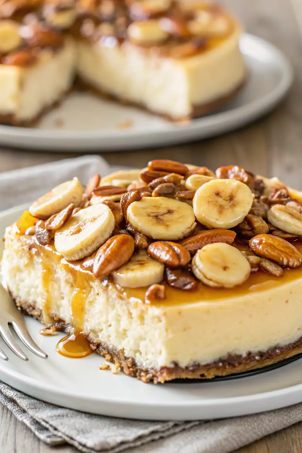 Bananas Foster Cheesecake ingredients organized and measured on kitchen counter