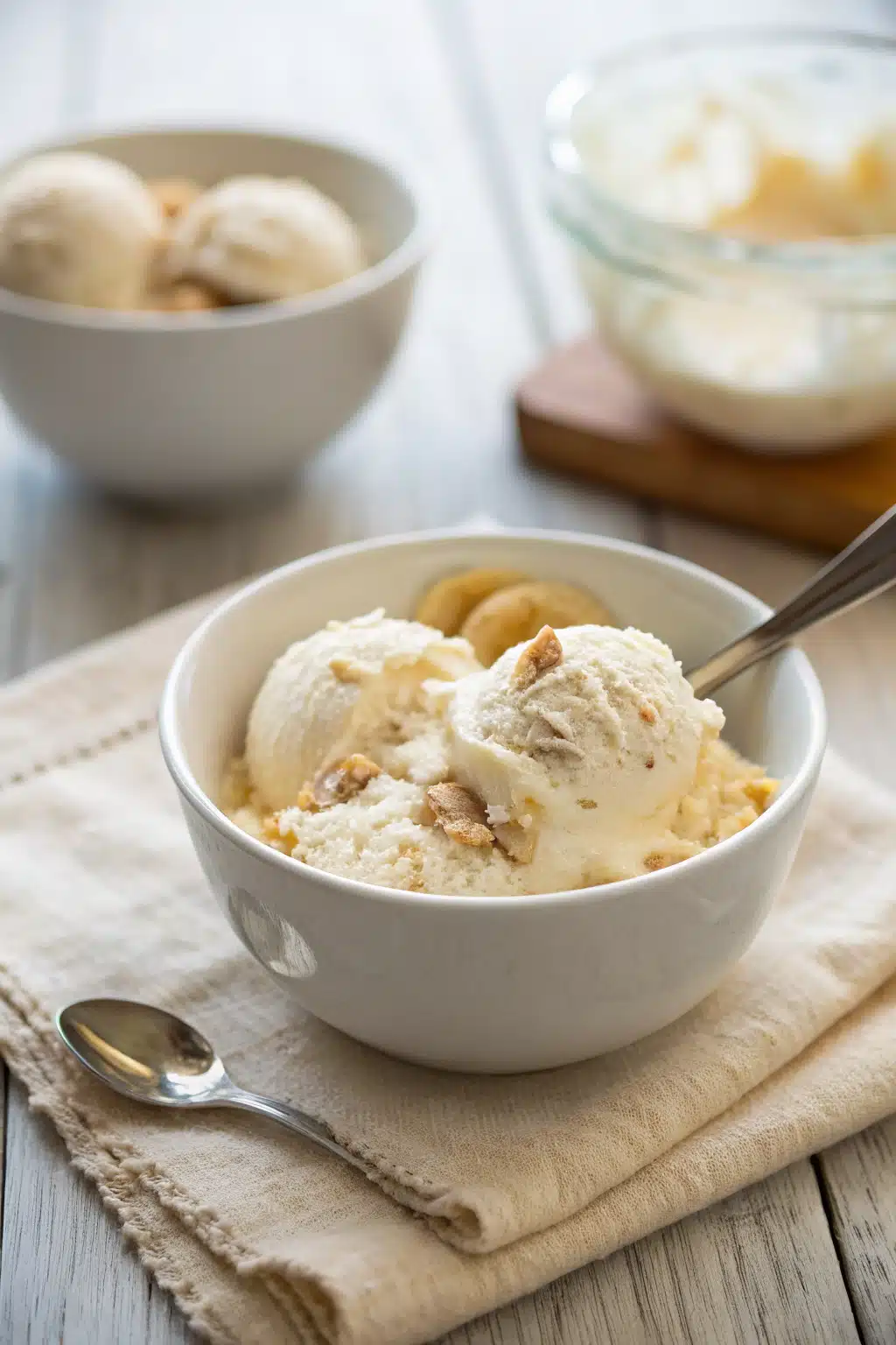 Banana Pudding Ice Cream ingredients organized and measured on kitchen counter