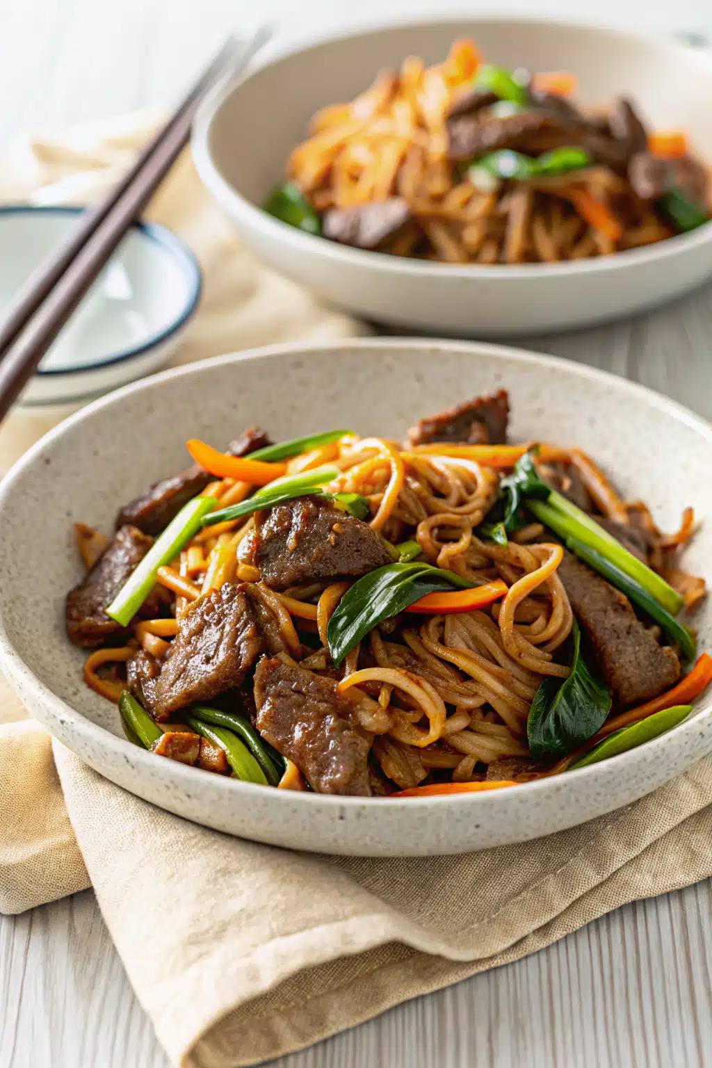 Beef Stir Fry Recipes ingredients organized and measured on kitchen counter