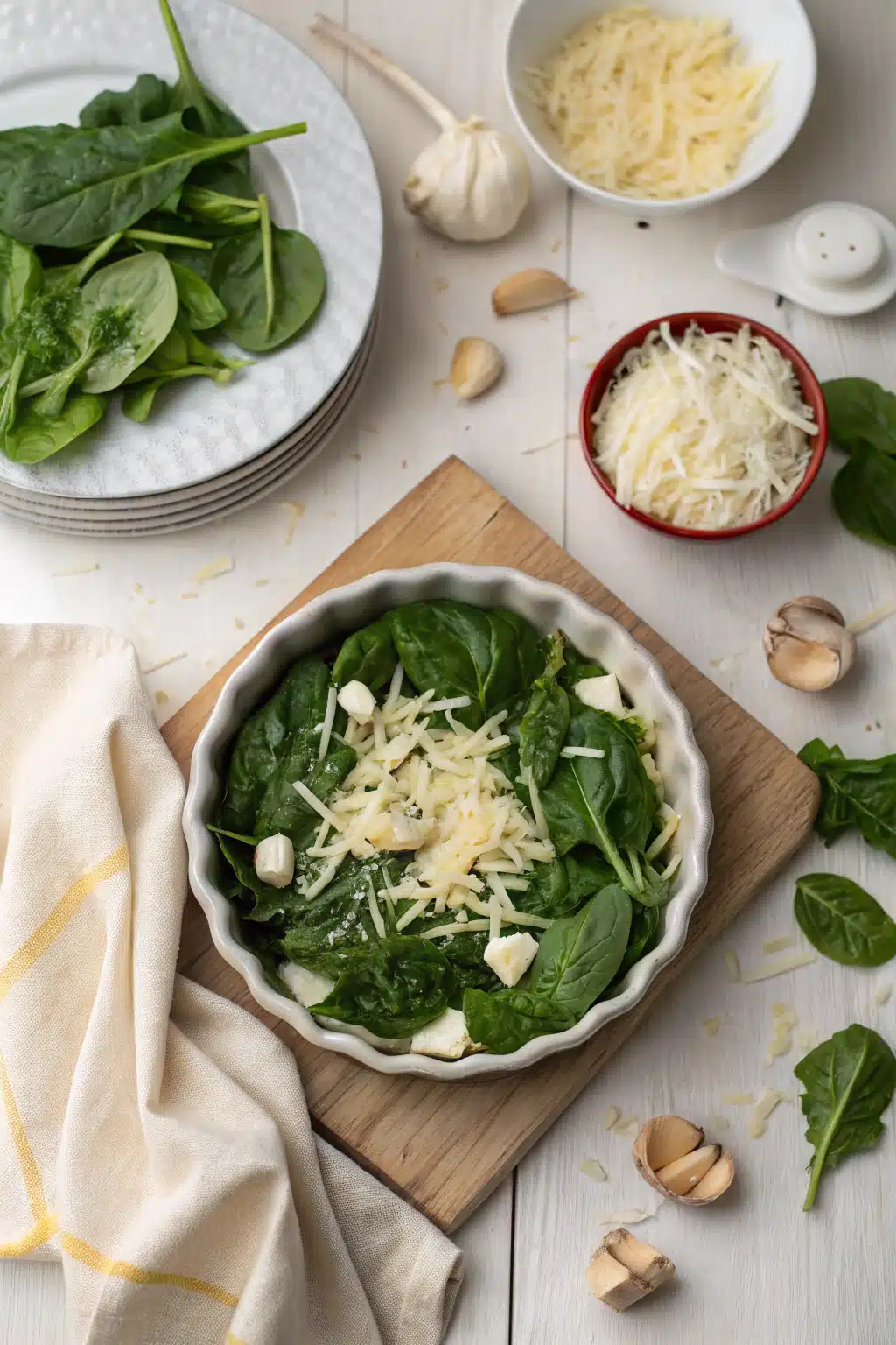 Spinach Casserole Recipe beautifully presented from an overhead angle