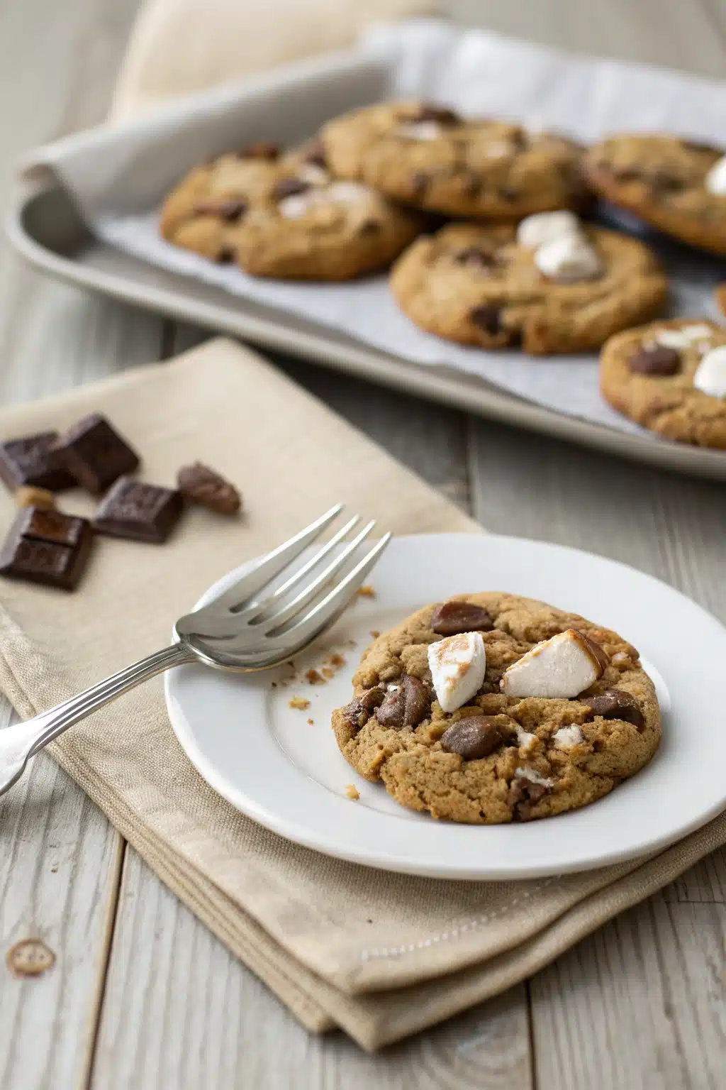 Chewy Smores Cookies ingredients organized and measured on kitchen counter