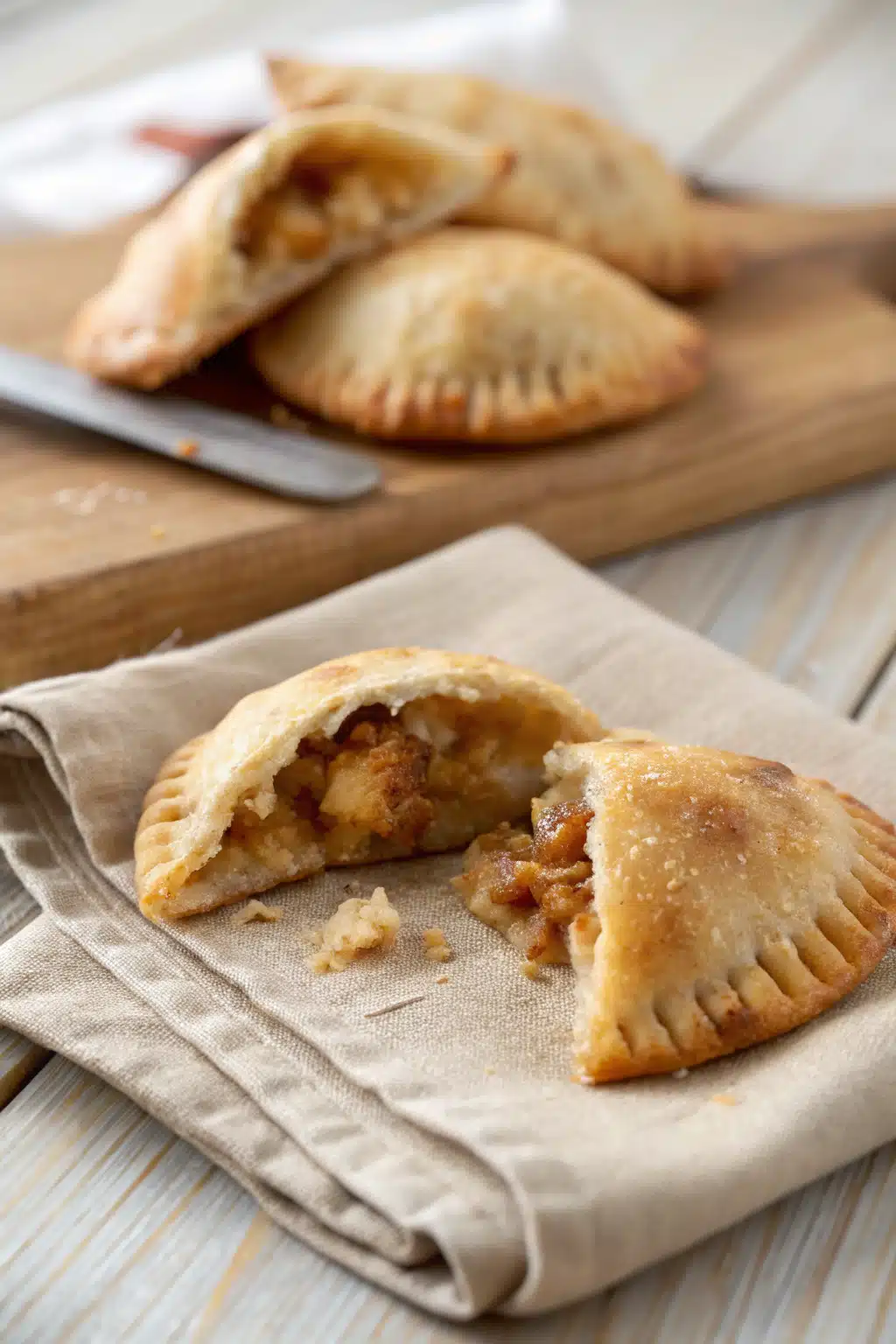 Gluten Free Empanada Dough slice on plate showing perfect texture and swirl pattern