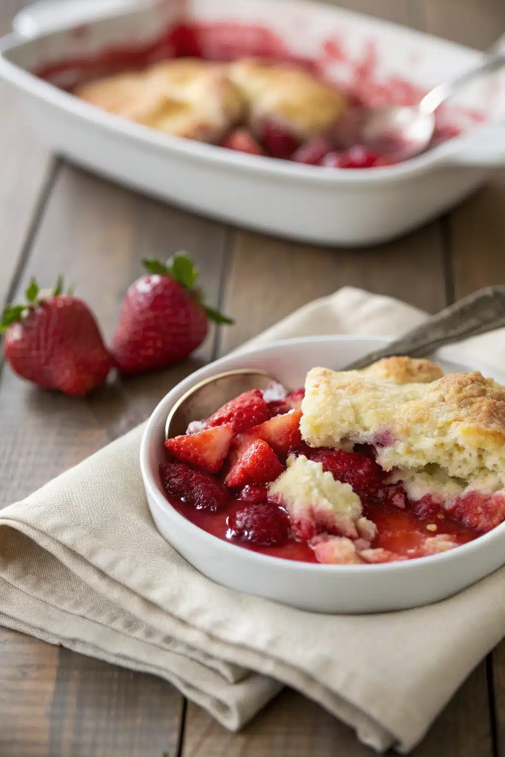 Best Strawberry Cobbler slice on plate showing perfect texture and swirl pattern
