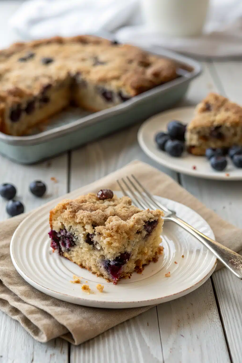 Blueberry Buckle Coffee Cake ingredients organized and measured on kitchen counter