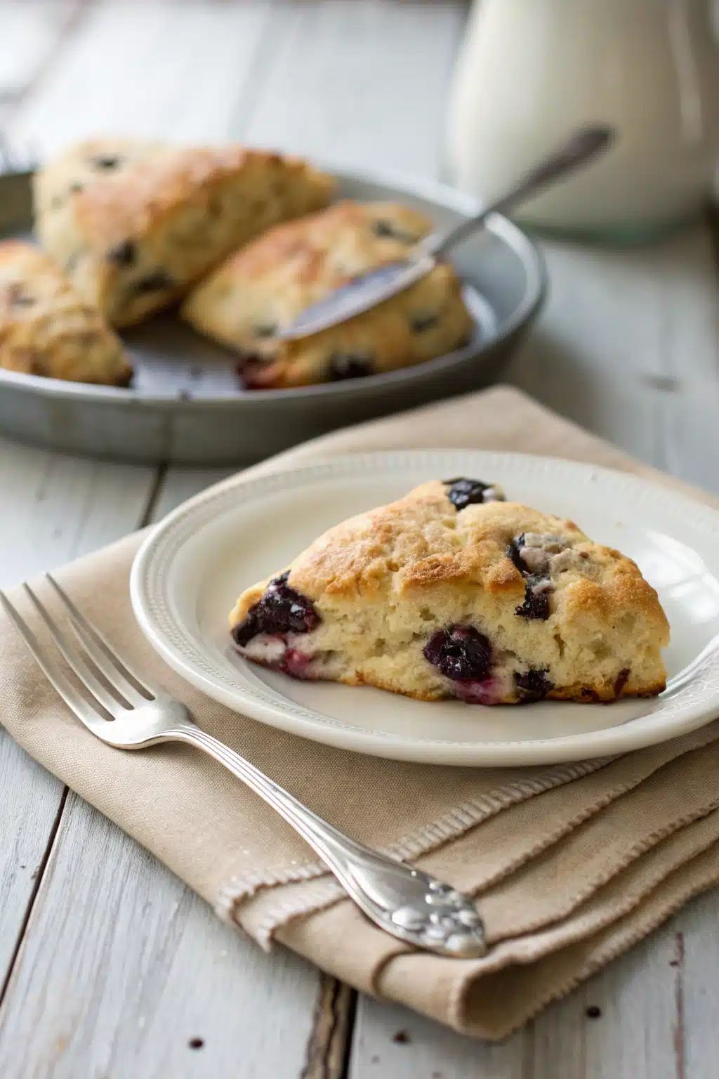Blueberry Buttermilk Scones ingredients organized and measured on kitchen counter