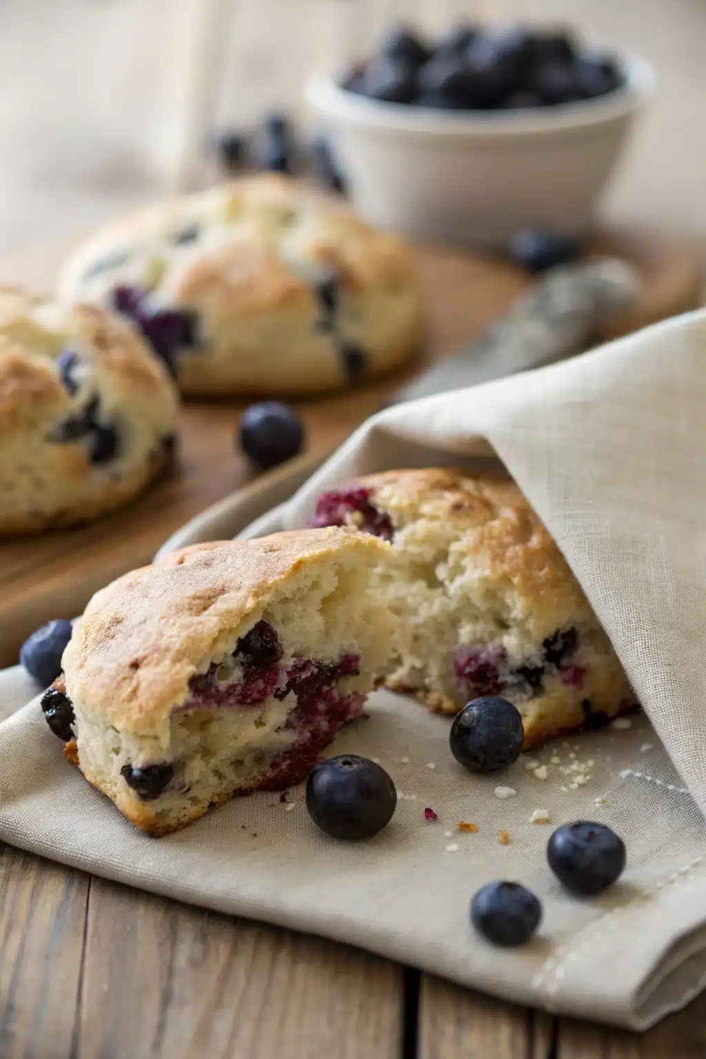 Blueberry Buttermilk Scones slice on plate showing perfect texture and swirl pattern