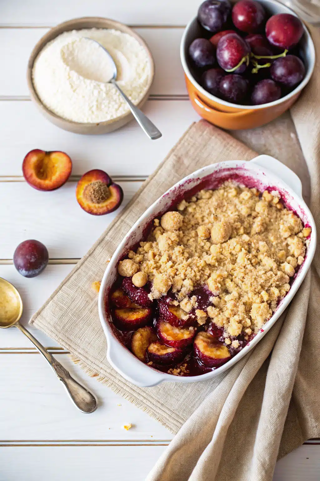 Cozy Crumble Recipes beautifully presented from an overhead angle