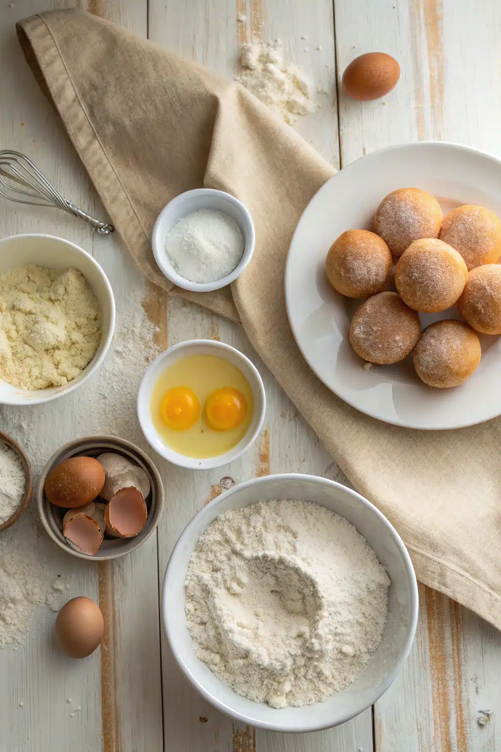Bomboloni Recipe beautifully presented from an overhead angle