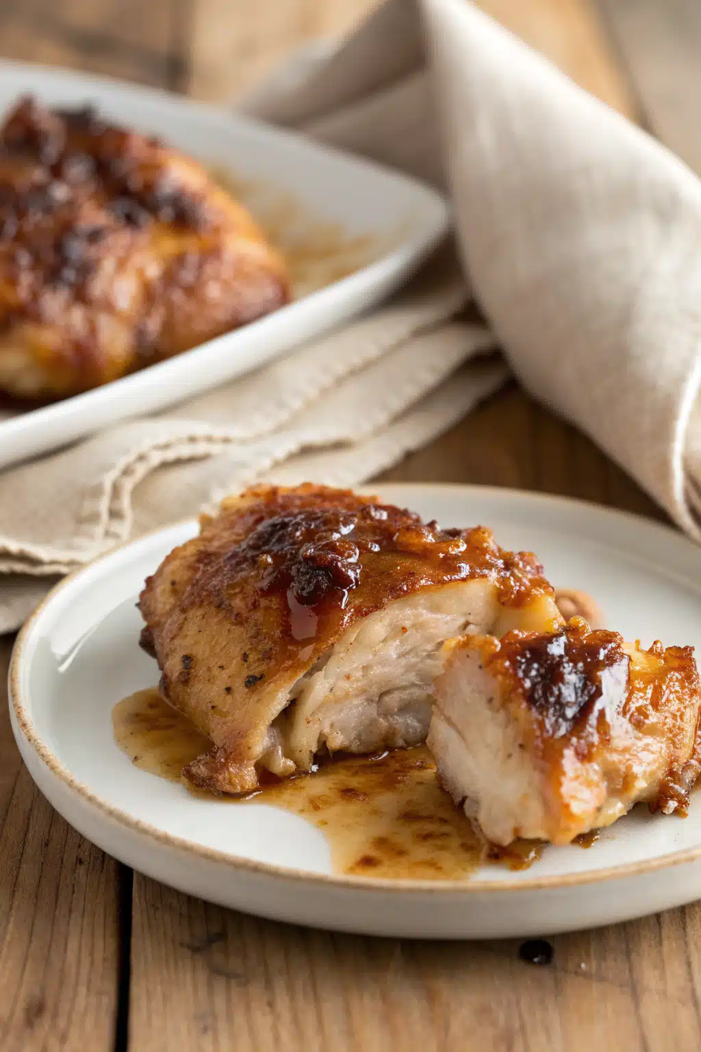 Garlic Brown Sugar Chicken slice on plate showing perfect texture and swirl pattern