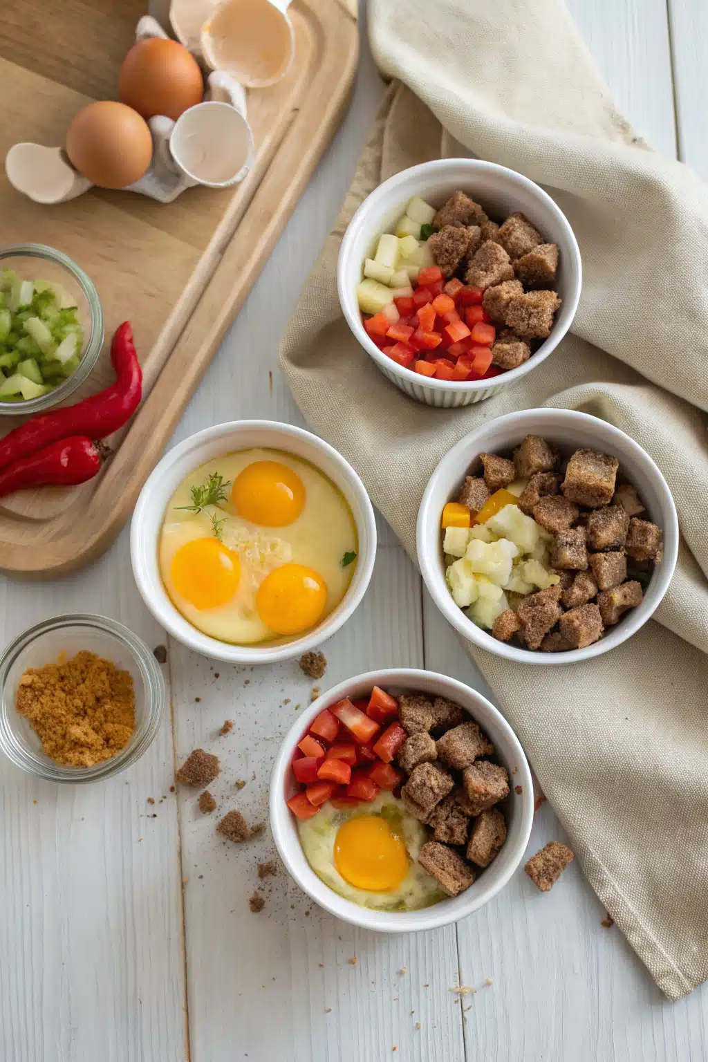 Easy Brunch Casserole beautifully presented from an overhead angle