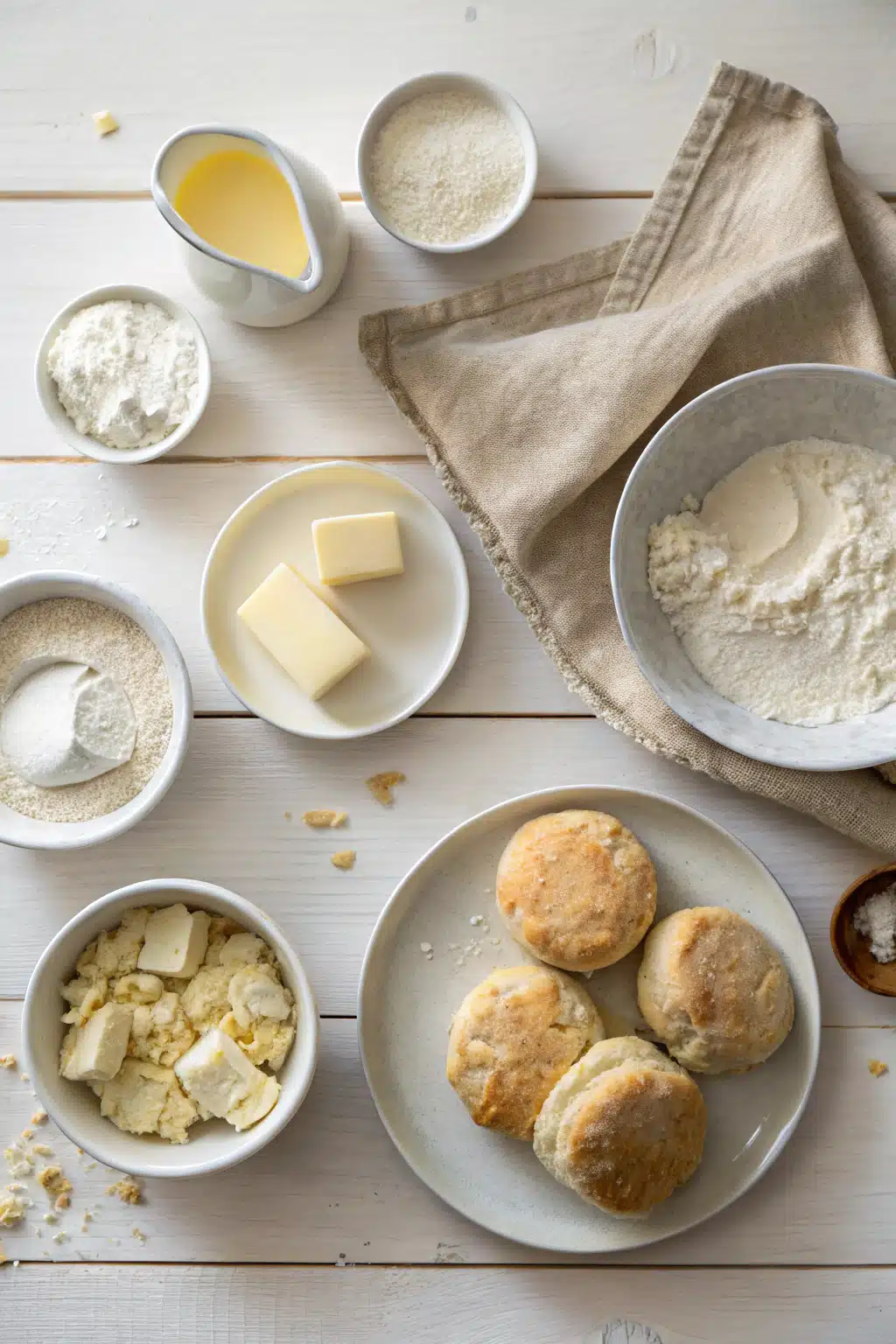 Easy Buttermilk Scones beautifully presented from an overhead angle