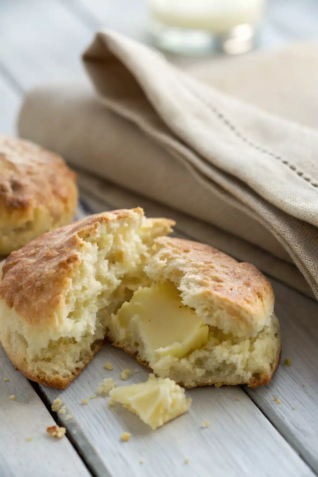 Easy Buttermilk Scones slice on plate showing perfect texture and swirl pattern