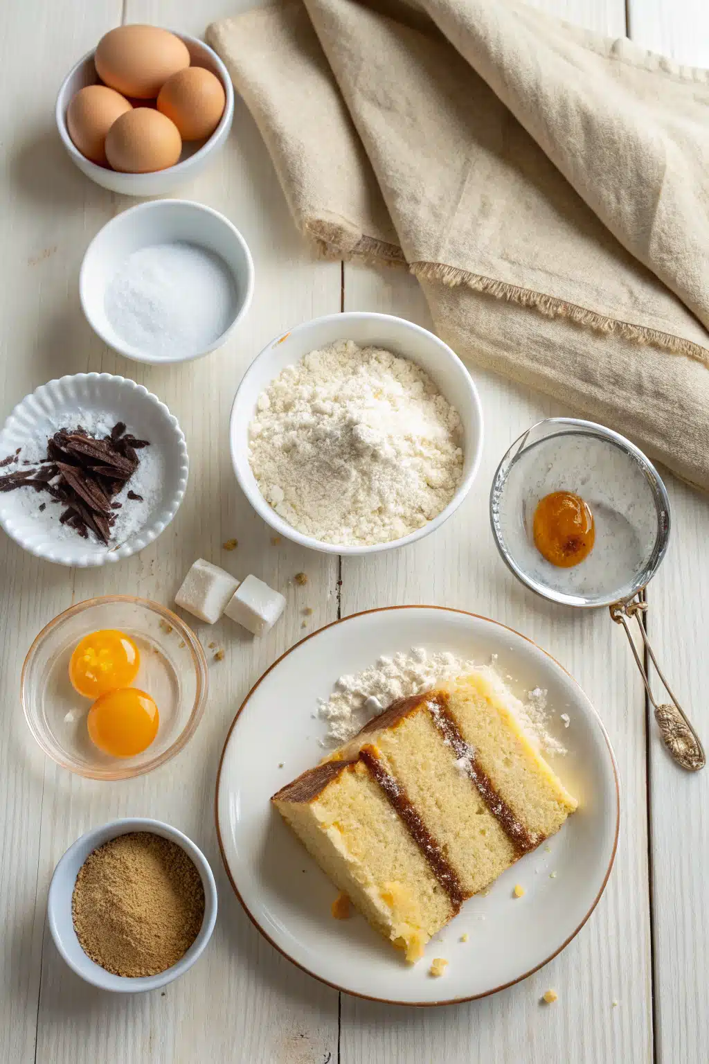 Easy Cake Slice beautifully presented from an overhead angle