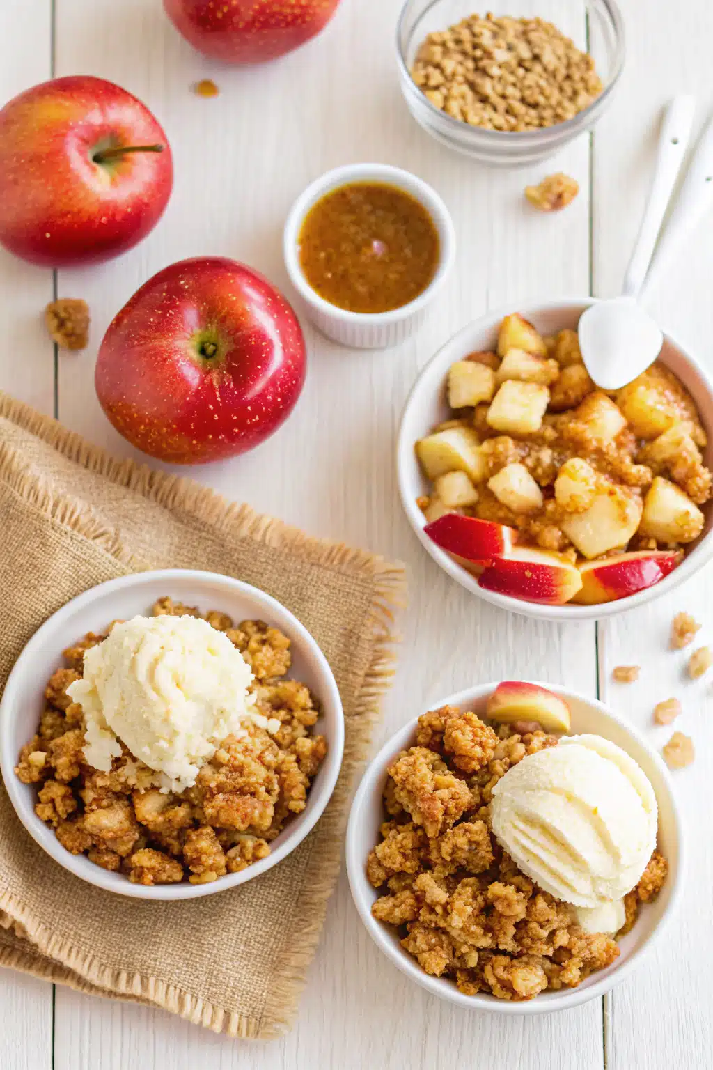 Caramel Apple Dump Cake beautifully presented from an overhead angle