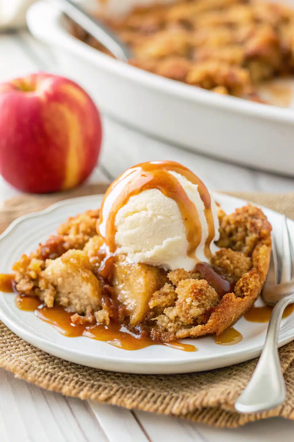 Caramel Apple Dump Cake ingredients organized and measured on kitchen counter