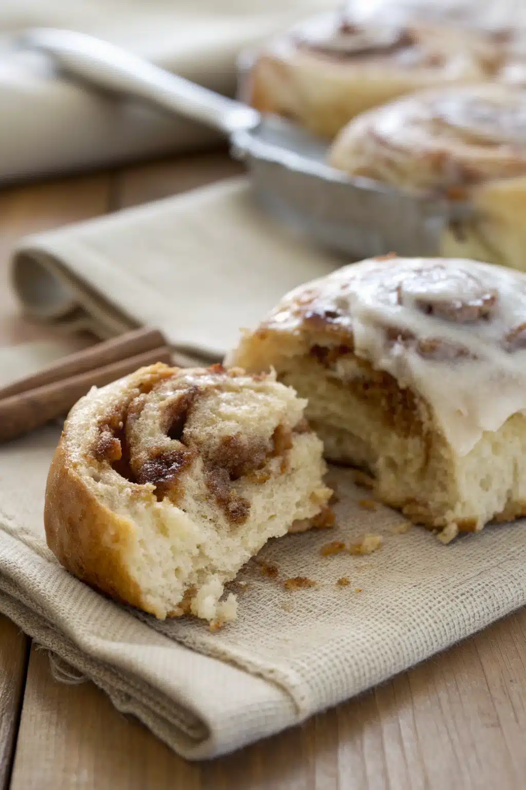 Pecan Cinnamon Rolls slice on plate showing perfect texture and swirl pattern
