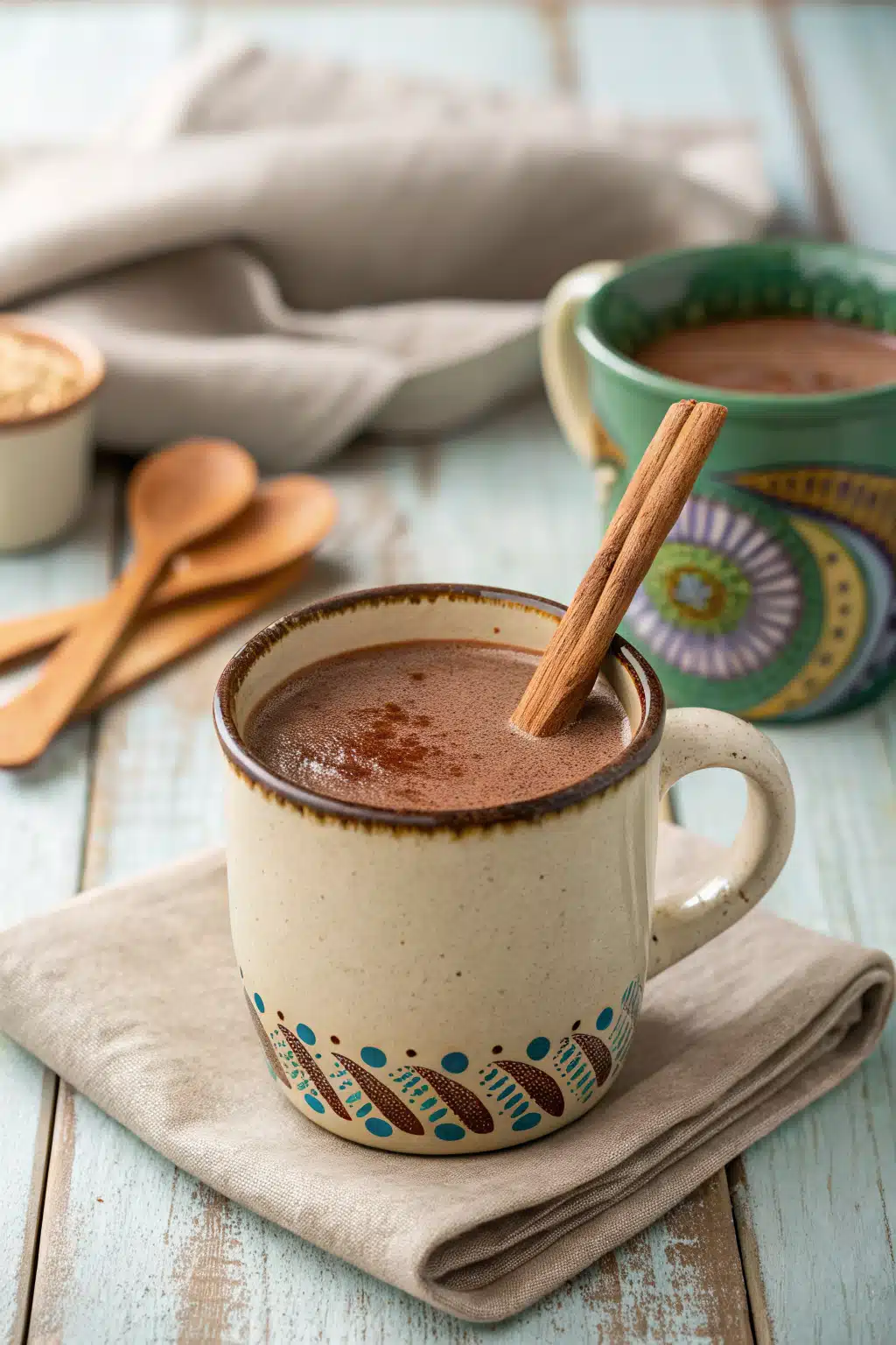 Authentic Mexican Champurrado ingredients organized and measured on kitchen counter